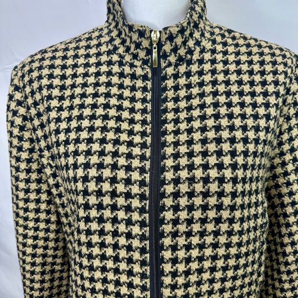 Brownstone Studio Vintage Petites Black and Tan Houndstooth Jacket Size PXL - Picture 2 of 8